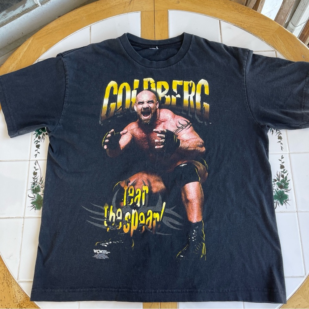 Vintage GOLDBERG T Shirt XL WCW 1998 Wrestling Promo T Black Streetwear